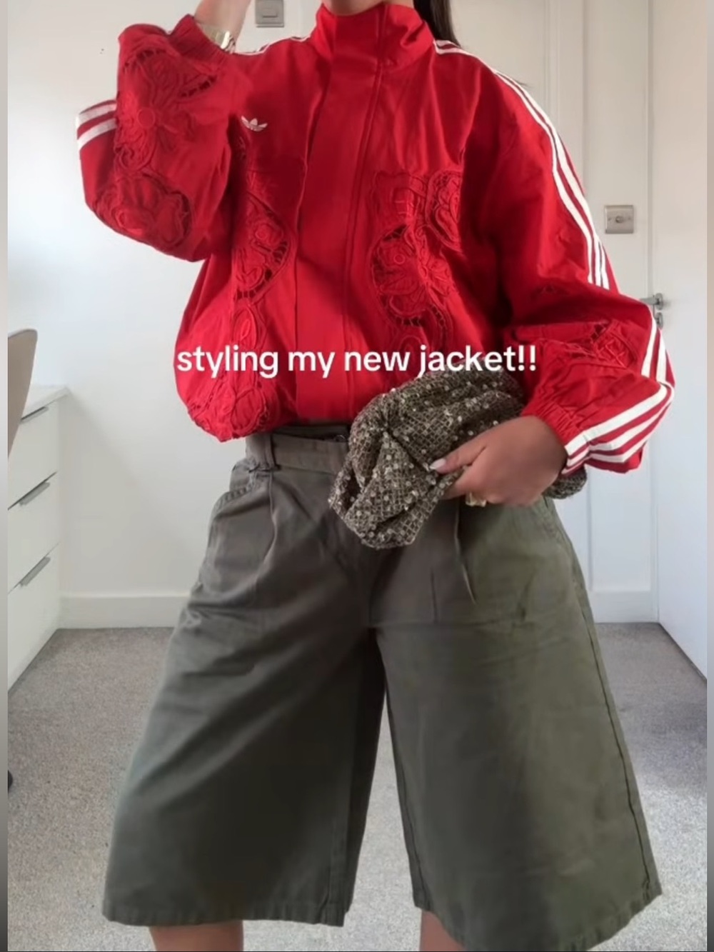 Adidas x Asos Women's Red Embroidered Bomber Track Jacket